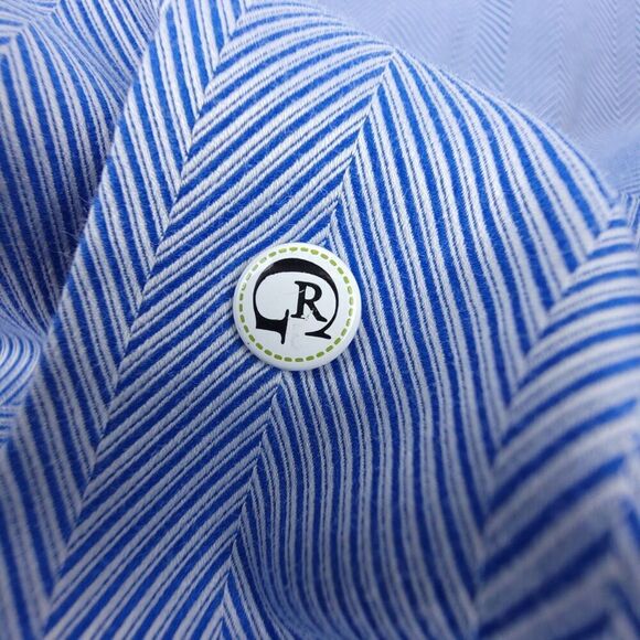 ROBERT GRAHAM Chevron Print Long Sleeve Button Down Dress Shirt Mens Medium Blue - Picture 7 of 12